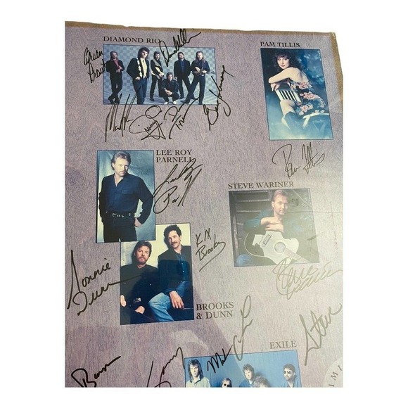 Vintage 1991 Country Singers Signed Poster Alan Jackson Broke & Dunn Diamond Rio - Picture 11 of 12